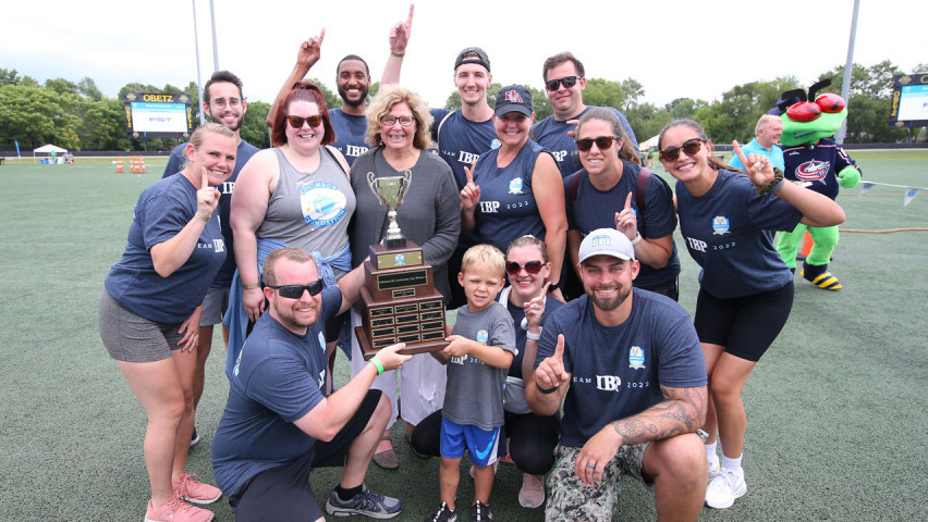 Team celebrating trophy win