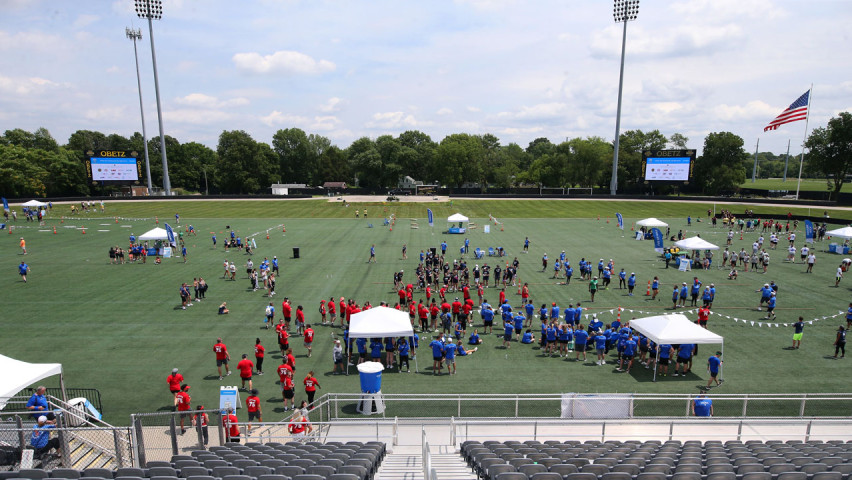 View of the field from the stands