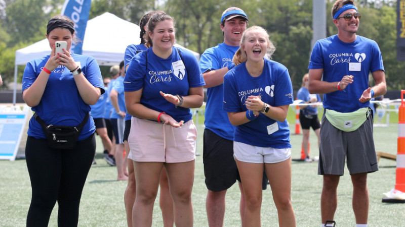 Group of teammates cheering