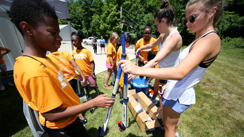 Youth receiving gear