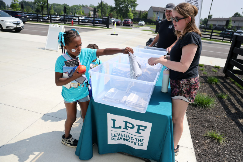 Youth receiving gear